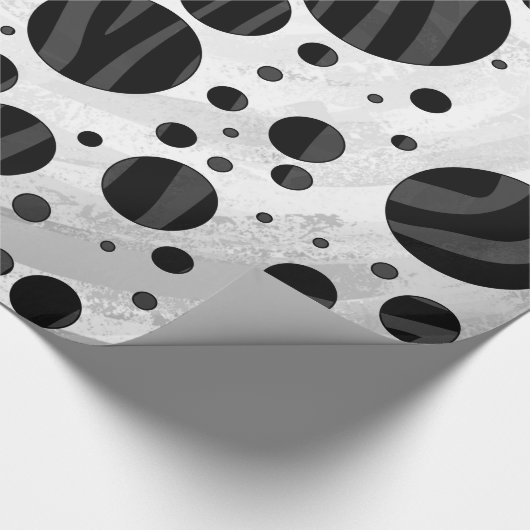 Papier Cadeau Zebra Polka point noir et gris impression (Coin)