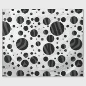 Papier Cadeau Zebra Polka point noir et gris impression (Plat)