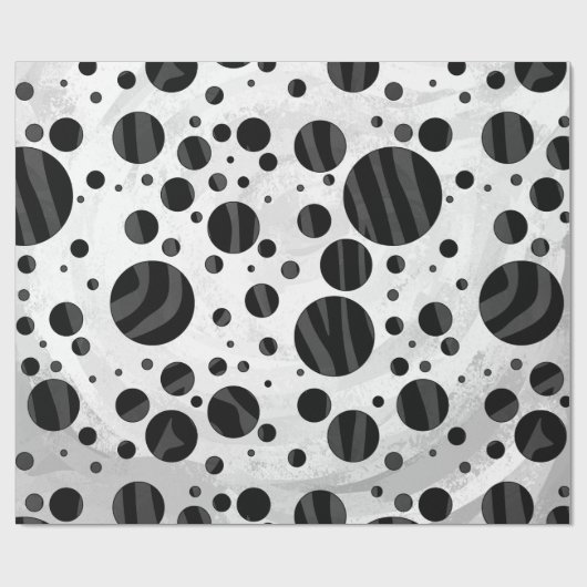 Papier Cadeau Zebra Polka point noir et gris impression (Plat)