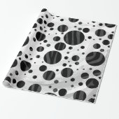 Papier Cadeau Zebra Polka point noir et gris impression (Déroulé)
