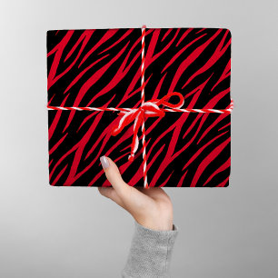 Papier Cadeau Zebra Print Black Red Cute Modern Xmas Motif