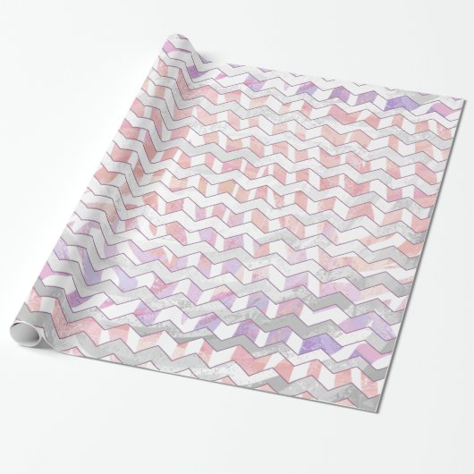 Papier Cadeau Zebra rose et blanc Chevron (Déroulé)