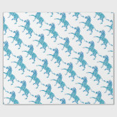 Papier Cadeau Zebra Silhouette Bleu et Blanc (Plat)