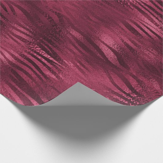Papier Cadeau Zebra Stripes Lines Marsala Parties scintillant Bo (Coin)