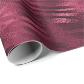 Papier Cadeau Zebra Stripes Lines Marsala Parties scintillant Bo (Coin rond)
