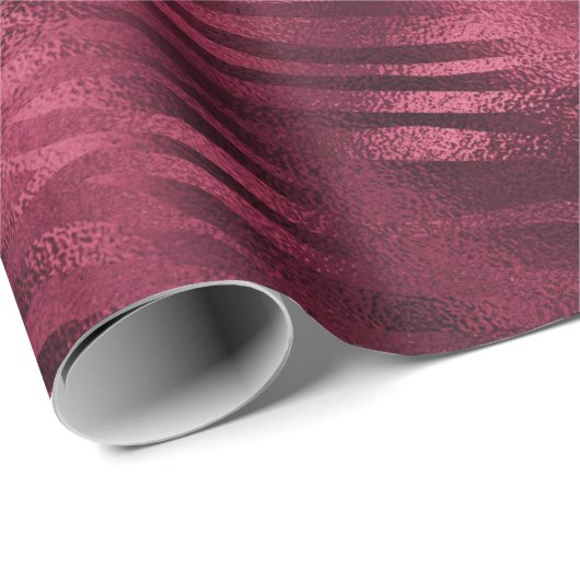 Papier Cadeau Zebra Stripes Lines Marsala Parties scintillant Bo (Coin rond)