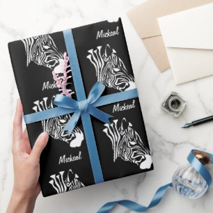 Papier Cadeau Zèbre à bandes blanches tordues Silhouette