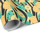 Papier Cadeau Zèbre, monstère, ananas : motif d'été. (Coin rond)