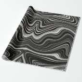 Papier Cadeau Zèbre noir et blanc Wavy Abstraction (Déroulé)