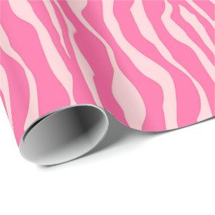 Papier Cadeau Zèbre rayures - Fuchsia et rose clair
