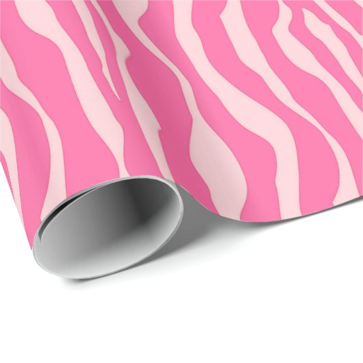 Papier Cadeau Zèbre rayures - Fuchsia et rose clair (Coin rond)