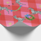 Papier Cadeau Zèbres de Noël rose (Coin)