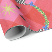 Papier Cadeau Zèbres de Noël rose (Coin rond)