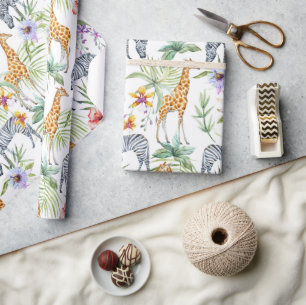 Papier Cadeau Zèbres et girafes oh mon dieu