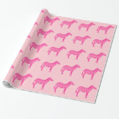 Papier Cadeau Zèbres - Fuchsia et rose clair (Déroulé)