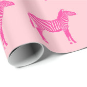 Papier Cadeau Zèbres - Fuchsia et rose clair (Coin rond)