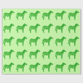 Papier Cadeau Zèbres - Tons de Lime Vert (Plat)