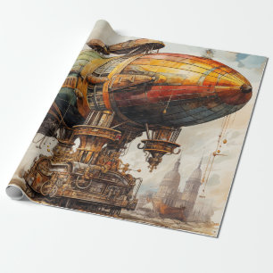 Papier Cadeau Zeppelin Steampunk vintage (1)