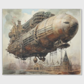 Papier Cadeau Zeppelin Steampunk vintage (2) (Plat)
