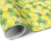 Papier Cadeau Zesty Lemon : Citrus Motif Delight (Coin rond)