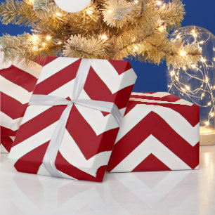Papier Cadeau Zig Zag rouge et blanc rayé Noël moderne