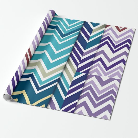 Papier Cadeau Zig Zagging pastel Vertical Green Retro Motif (Déroulé)