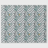 Papier Cadeau Zigzag Bird % Motif de fleurs (Plat)