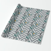 Papier Cadeau Zigzag Bird % Motif de fleurs (Déroulé)