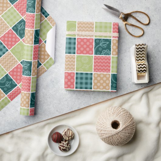 Papier Cadeau Zigzag, Chevron, En vichy, Pois, Patchwork (Artisanat)