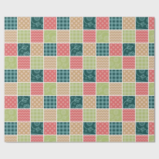 Papier Cadeau Zigzag, Chevron, En vichy, Pois, Patchwork (Plat)