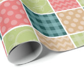 Papier Cadeau Zigzag, Chevron, En vichy, Pois, Patchwork (Coin rond)