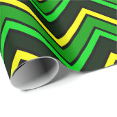 Papier Cadeau Zigzag de chevron vert, noir et jaune (Coin rond)