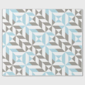 Papier Cadeau ZigZag géométrique bleu et argent (Plat)