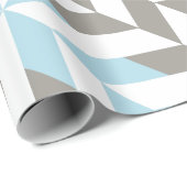 Papier Cadeau ZigZag géométrique bleu et argent (Coin rond)