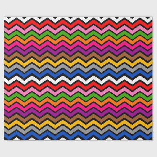 Papier Cadeau Zigzag multicolore Chevron Design noir (Plat)