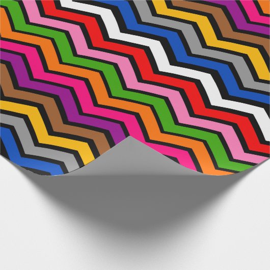 Papier Cadeau Zigzag multicolore Chevron Design noir (Coin)