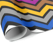 Papier Cadeau Zigzag multicolore Chevron Design noir (Coin rond)