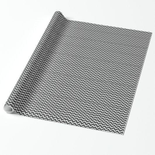 Papier Cadeau Zigzag noir et blanc Chevron Motif (Déroulé)