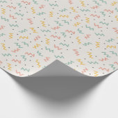 Papier Cadeau Zigzag Rétro et Points en Sarcelle Moutarde et Cor (Coin)