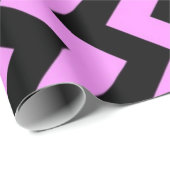 Papier Cadeau Zigzag rose et noir (Coin rond)