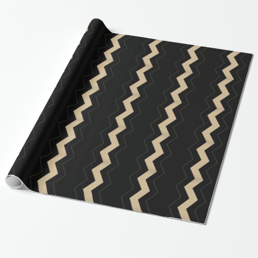 Papier Cadeau Zigzag tan et noir  (Déroulé)