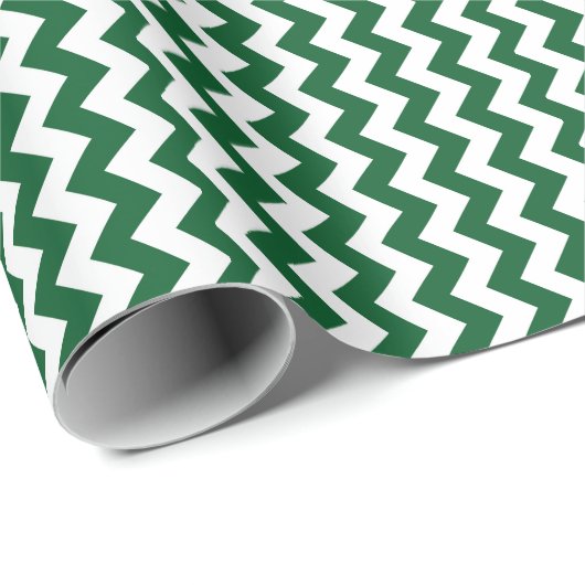 Papier Cadeau Zigzag vert et blanc (Coin rond)