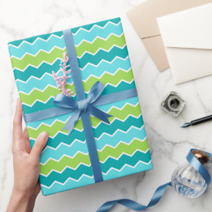 Papier Cadeau Zigzag vert et bleu éergetique pour Cérébration