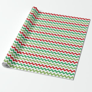 Papier Cadeau Zigzag vert rouge et blanc
