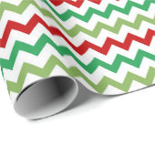 Papier Cadeau Zigzag vert rouge et blanc (Coin rond)