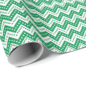 Papier Cadeau Zigzags verts mignons de Polkadot (Coin rond)