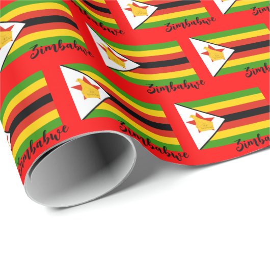 Papier Cadeau Zimbabwe Wrapper Paper, Zimbabwe Drapeau patriote (Coin rond)
