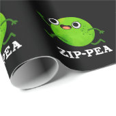 Papier Cadeau Zip pea Funny Zippy Pea Pun Dark BG (Coin rond)