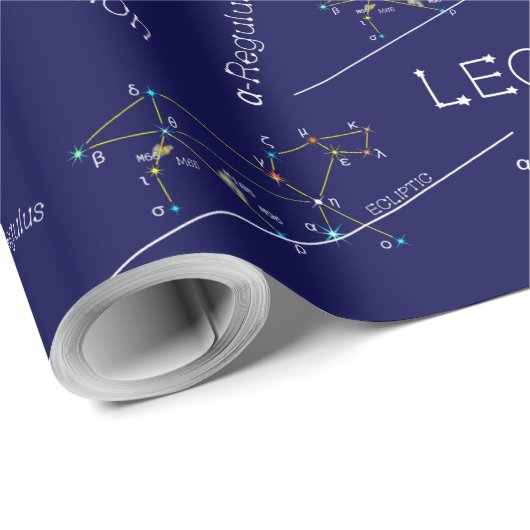Papier Cadeau Zodiac Constellation Leo (Coin rond)