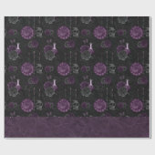 Papier Cadeau Zodiac Magie | Plum violet foncé Roses de crâne go (Plat)